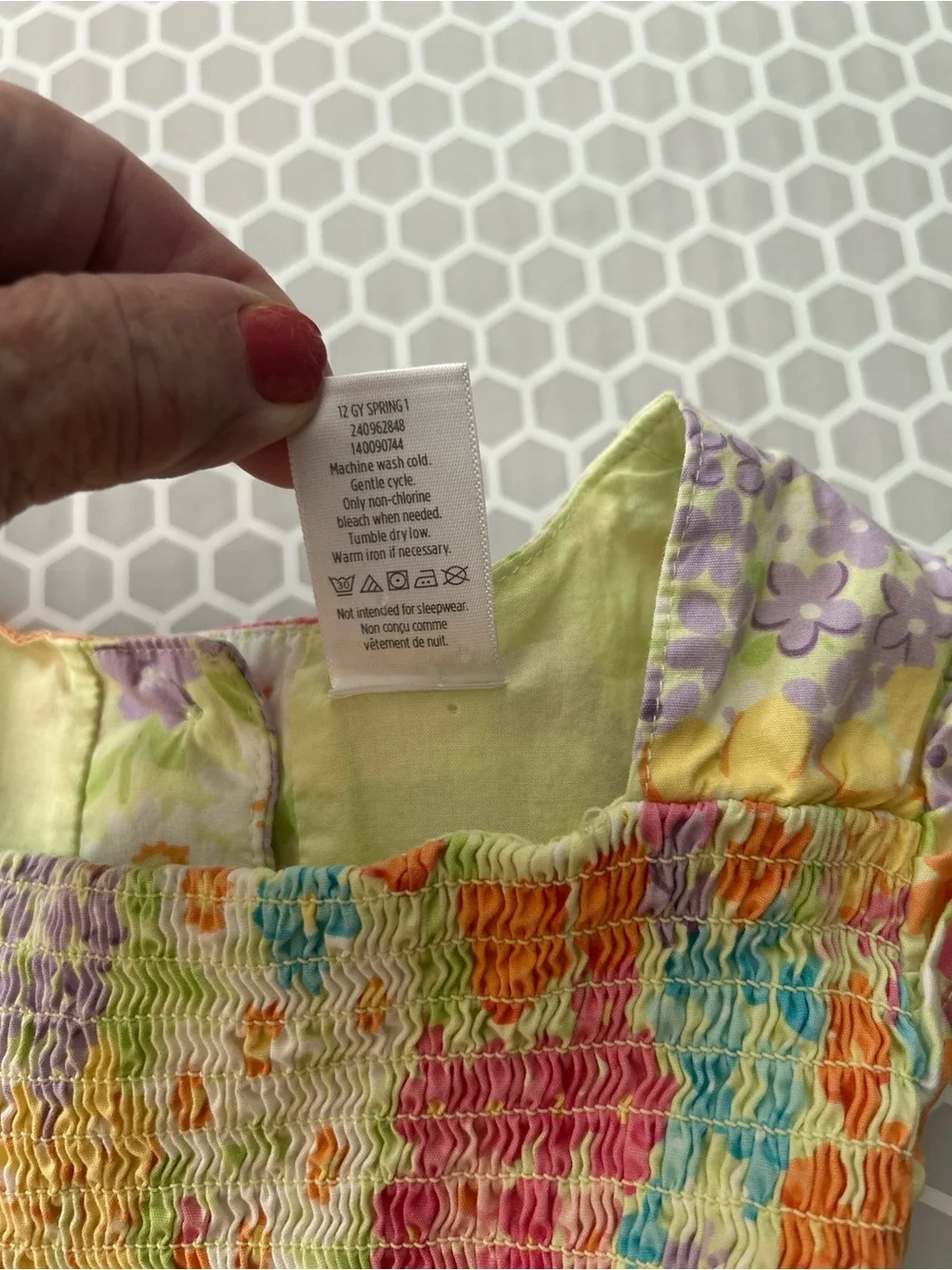 Gymboree Yellow Floral Smocked Dress with Orange, Pink & Purple Accents. Size 6
